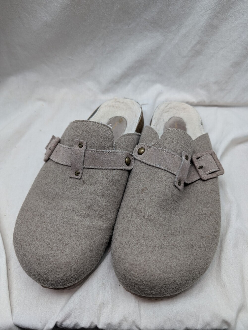 American Eagle Suede  Mules Cork Platform Slip On Buckle Shoes Size 11 Fall